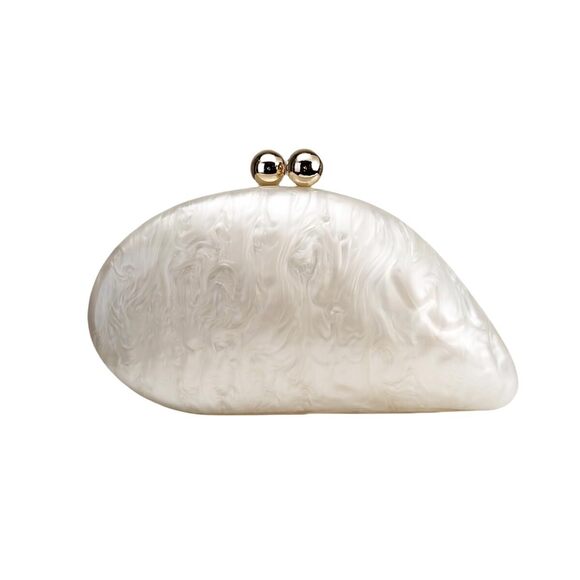 Handbags - 6990 Seashell Chain Shoulder Bag Acrylic Evening Clutch Bag Glitter Marble